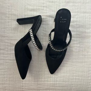 A new day black pumps with rhinestones
